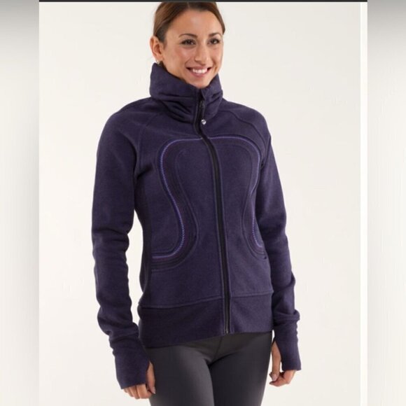 lululemon athletica Jackets & Blazers - Lululemon Scuba Cuddle Up purple LS Sweater Yoga Athletic Stretch Blend Jacket 4